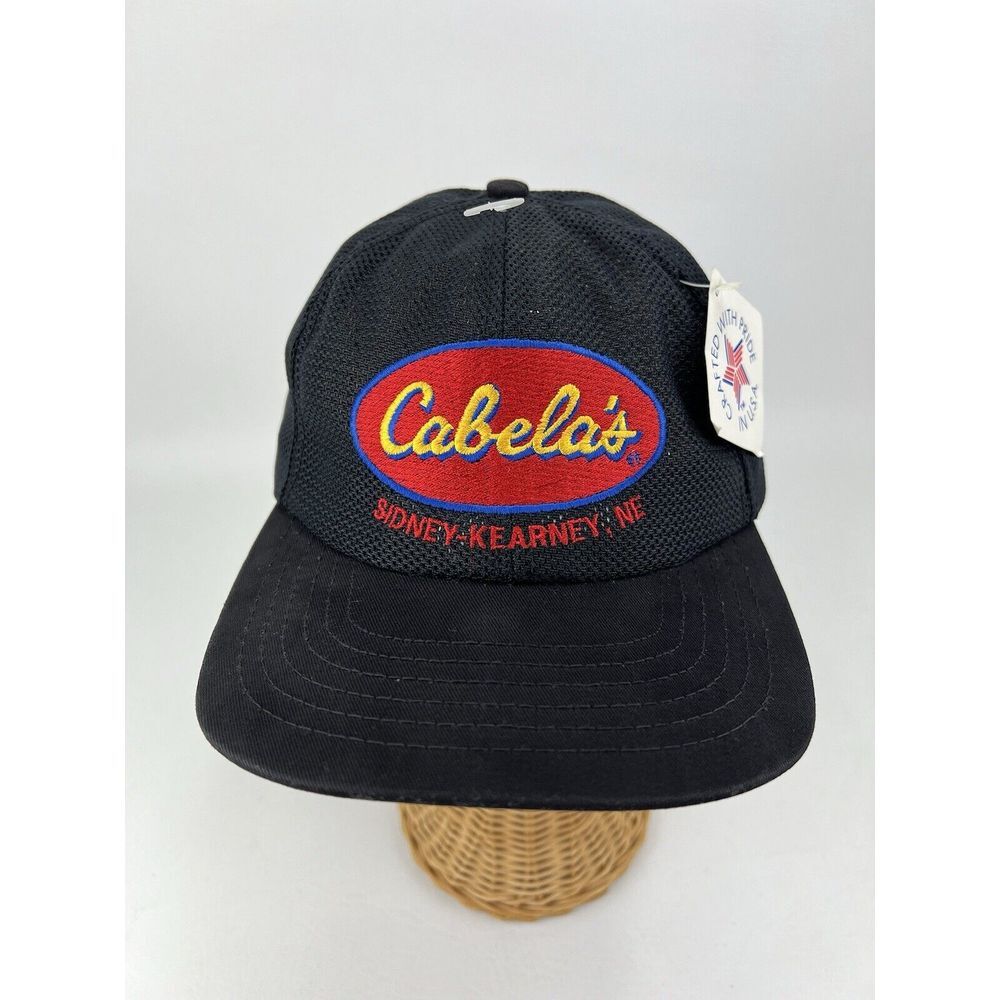 Vintage Cabelas Sidney-Kearney, Nebraska NE Black Buckle Back Cap Hat